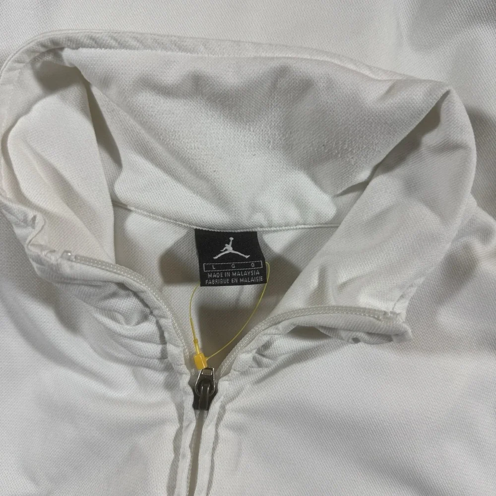 Vintage Jordan Flight Retro 5 Green Bean White Gray Jacket Men sz Large‎ Warm Up
